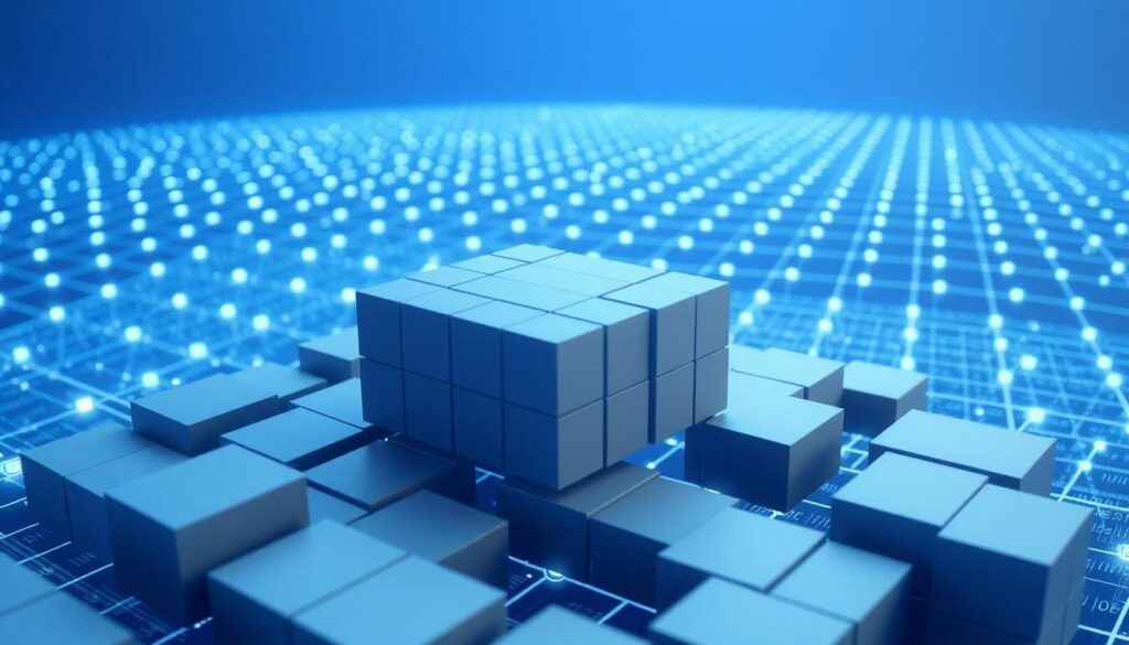 A blockchain database floating in a serene, blue-hued digital landscape. The foreground features a sleek, minimalist design with interlocking blocks in various shades of grey. The middle ground showcases a network of interconnected nodes, each pulsing with a soft, ethereal glow. In the background, a vast, three-dimensional grid extends into the distance, hinting at the scale and complexity of the blockchain infrastructure. The overall scene conveys a sense of order, security, and the seamless flow of digital information, reflecting the core principles of Bitcoin and data protection. A blockchain database floating in a serene, blue-hued digital landscape. The foreground features a sleek, minimalist design with interlocking blocks in various shades of grey. The middle ground showcases a network of interconnected nodes, each pulsing with a soft, ethereal glow. In the background, a vast, three-dimensional grid extends into the distance, hinting at the scale and complexity of the blockchain infrastructure. The overall scene conveys a sense of order, security, and the seamless flow of digital information, reflecting the core principles of Bitcoin and data protection.