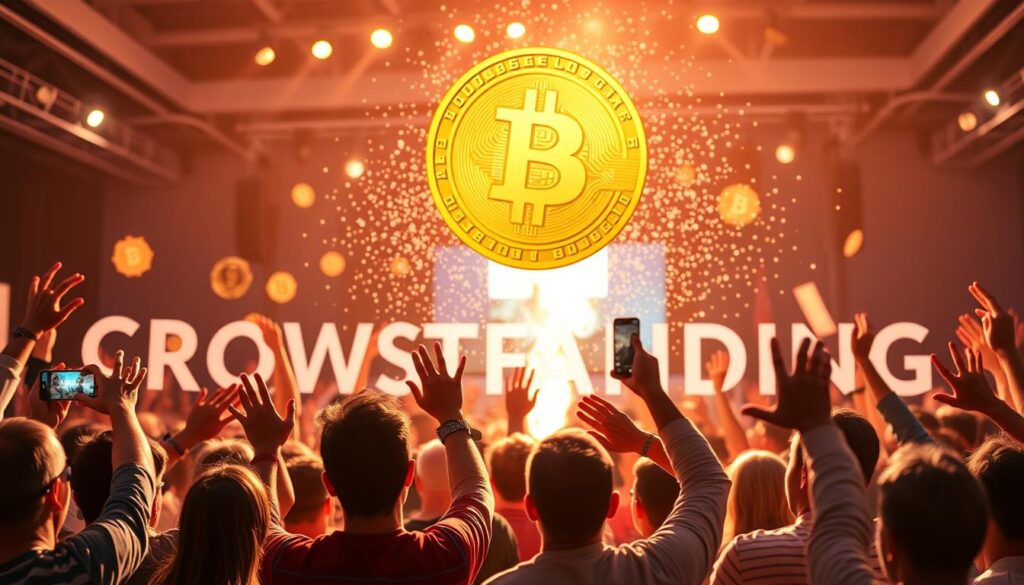 Generieren Sie ein Bild von einer erfolgreichen Crowdfunding-Kampagne mit Bitcoin. Generieren Sie ein Bild von einer erfolgreichen Crowdfunding-Kampagne mit Bitcoin.